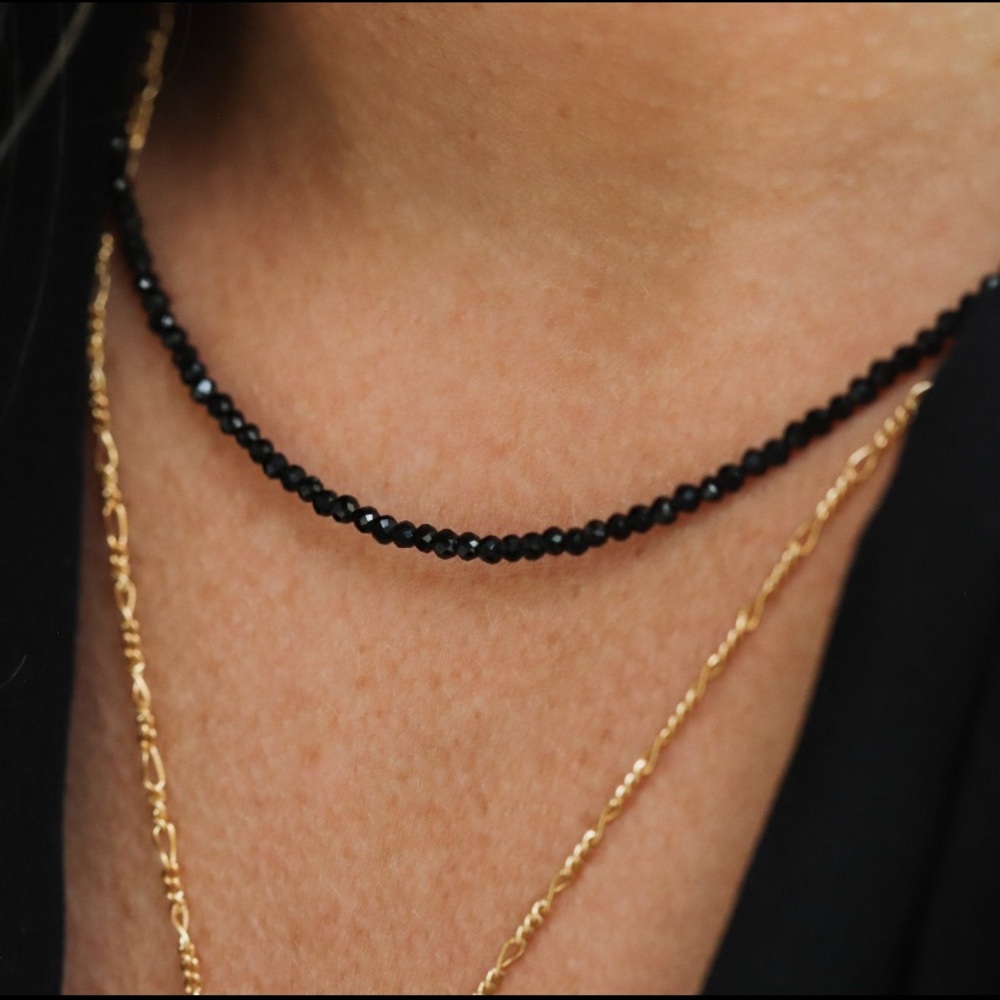 Black Tourmaline Beaded necklace choker Protection Crystal handmade jewelry